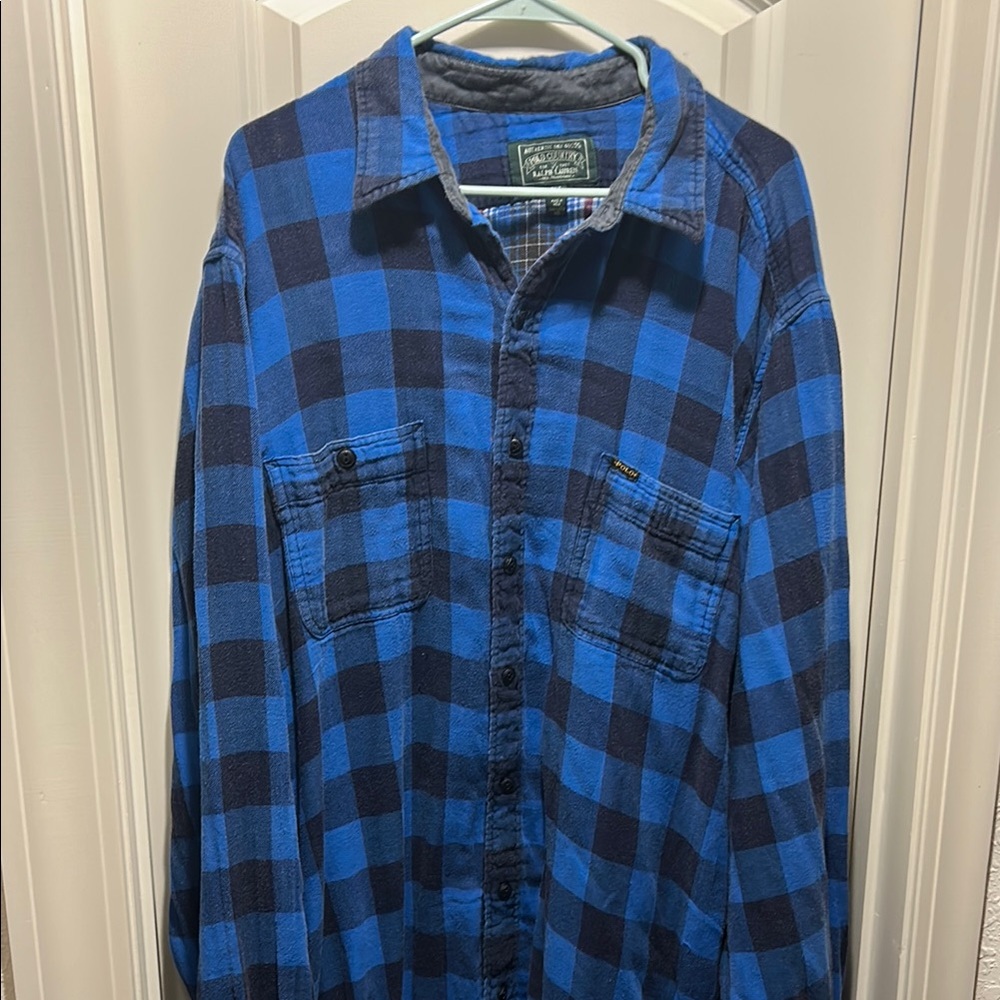 Polo by Ralph Lauren Blue and Black Casual Button Down Shirt